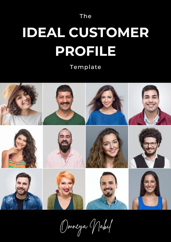 The cover of an eBook titled “The Ideal Customer Profile Template,” signed by Omneya Nabil