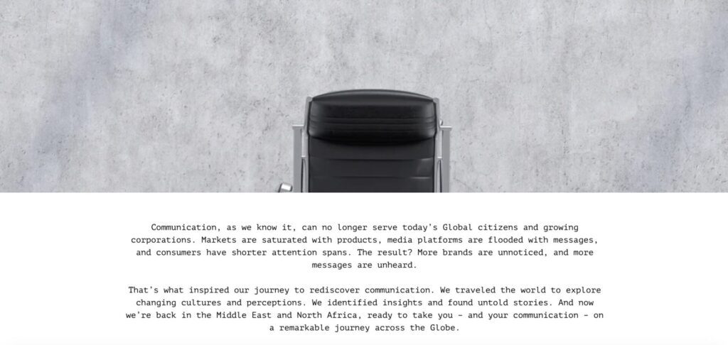 A screenshot of the Chair Global website